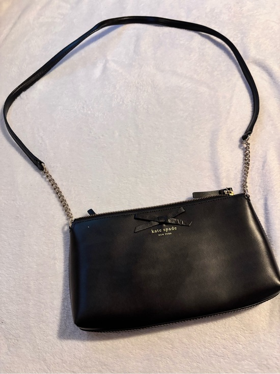 kate spade Handbags - kate spade black leather crossbody with bow and gold hardware